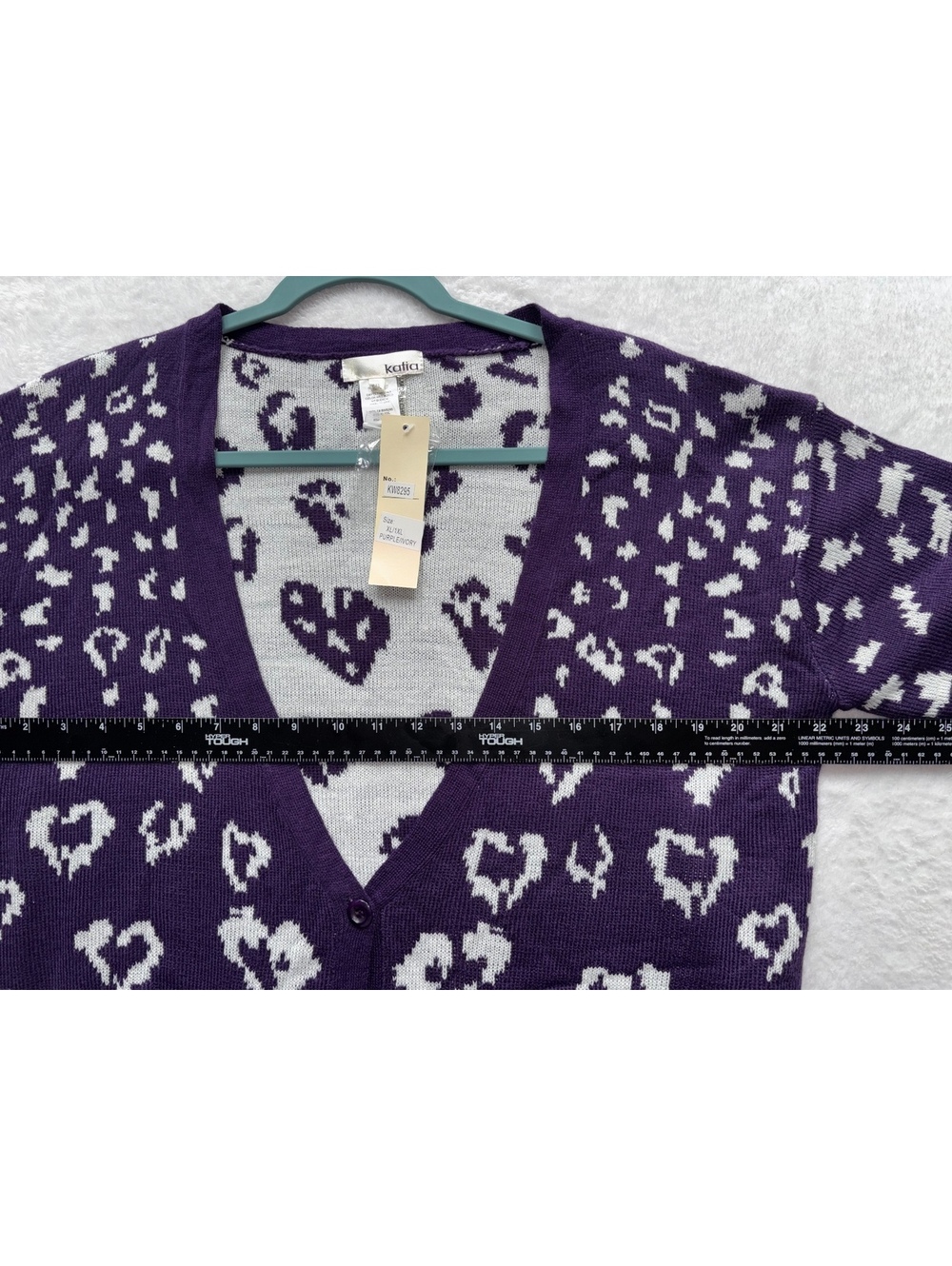 NWT Katia Purple Heart Cardigan Sweater Button Front Pockets Plus Size XL 1XL - Picture 3 of 9